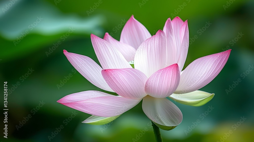 Vibrant pink lotus flower in bloom with lush green foliage background Vibrant pink lotus flower in bloom with lush green foliage background