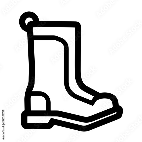 Rubber boot icon, minimalist style, black and white, footwear concept