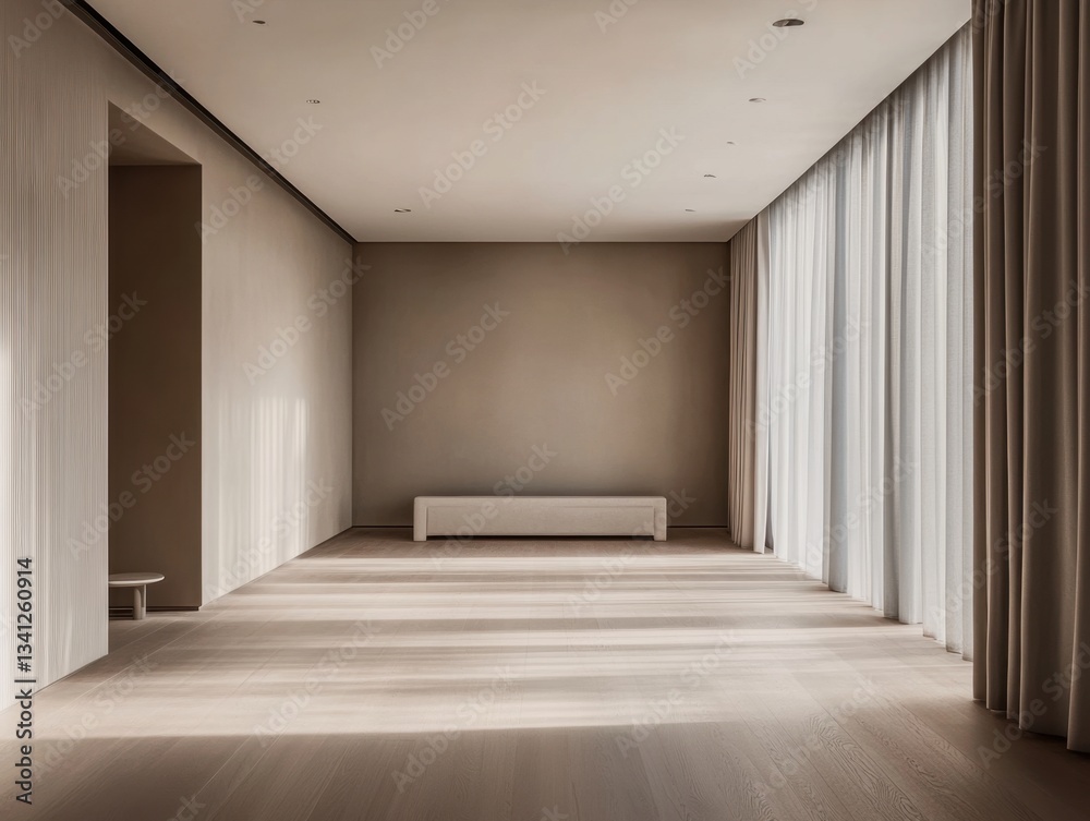 A large room with a white bench in the middle. The bench is empty. The room is very large and has a lot of windows A large room with a white bench in the middle. The bench is empty. The room is very large and has a lot of windows