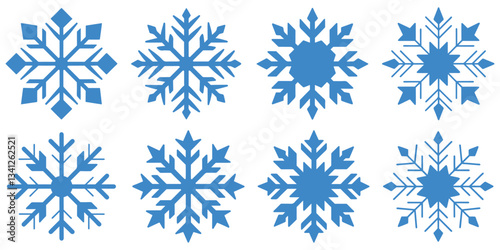 blue snowflake icon vector on a white background