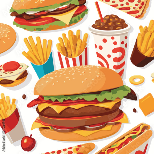 fastfood, fast, snack, food, meal, background, delicious, dinner, lunch, fat, american, unhealthy, burger, menu, restaurant, junk, isolated, meat, tasty, cheeseburger, set, hamburger, sandwich, cuisin