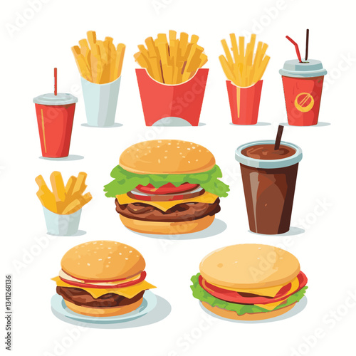 fastfood, fast, snack, food, meal, background, delicious, dinner, lunch, fat, american, unhealthy, burger, menu, restaurant, junk, isolated, meat, tasty, cheeseburger, set, hamburger, sandwich, cuisin