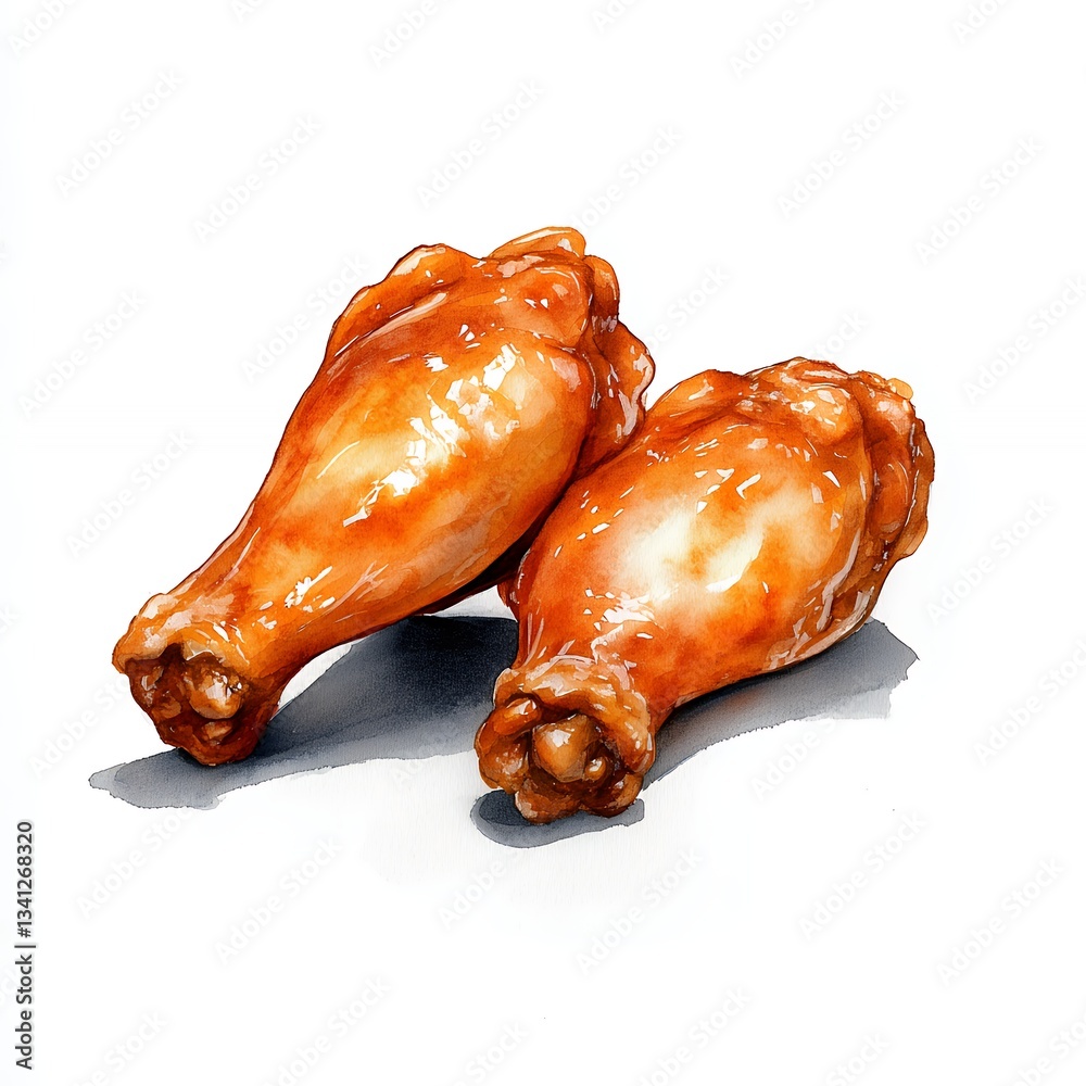 Crispy Chicken Wings Delight: Two succulent chicken wings, glazed with a glossy, rich sauce, presented with a close-up angle, and ready to tantalize your taste buds. Crispy Chicken Wings Delight: Two succulent chicken wings, glazed with a glossy, rich sauce, presented with a close-up angle, and ready to tantalize your taste buds.