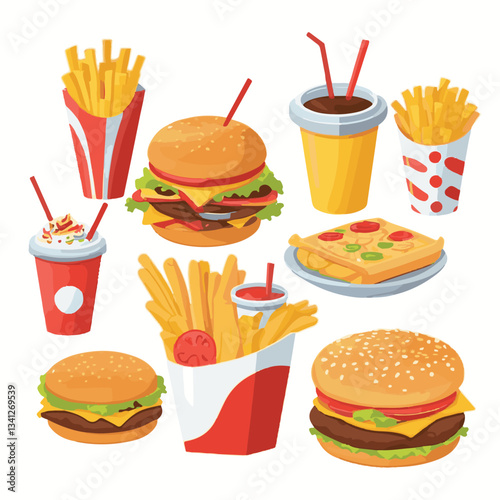 fastfood, fast, snack, food, meal, background, delicious, dinner, lunch, fat, american, unhealthy, burger, menu, restaurant, junk, isolated, meat, tasty, cheeseburger, set, hamburger, sandwich, cuisin