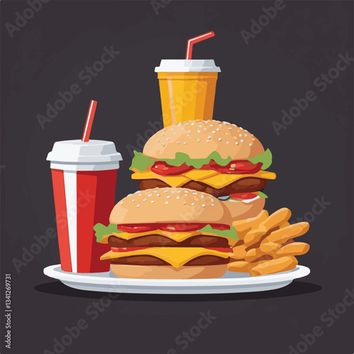 fastfood, fast, snack, food, meal, background, delicious, dinner, lunch, fat, american, unhealthy, burger, menu, restaurant, junk, isolated, meat, tasty, cheeseburger, set, hamburger, sandwich, cuisin