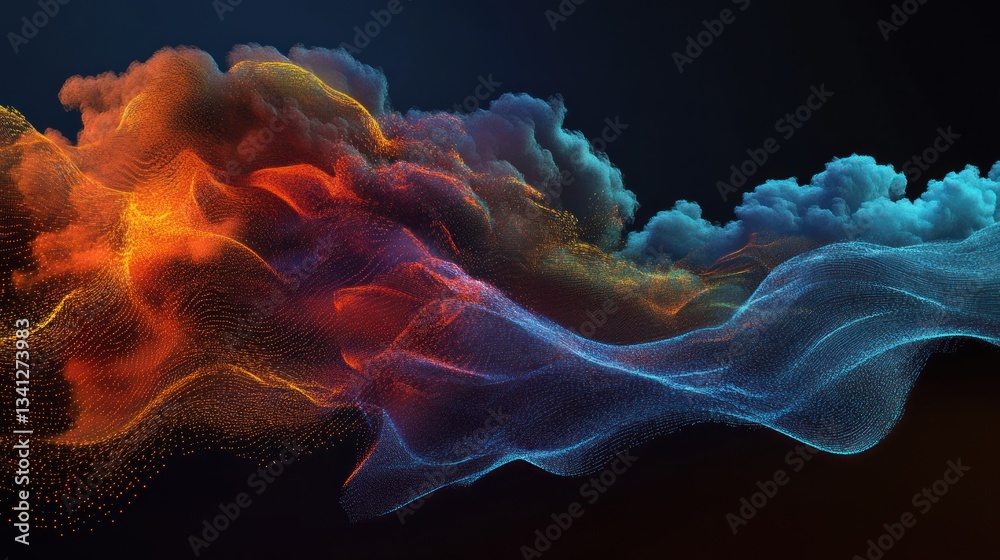Obraz premium Dynamic energy visualization of data streams in abstract cloud formation