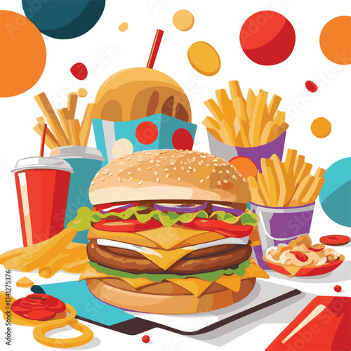 fastfood, fast, snack, food, meal, background, delicious, dinner, lunch, fat, american, unhealthy, burger, menu, restaurant, junk, isolated, meat, tasty, cheeseburger, set, hamburger, sandwich, cuisin