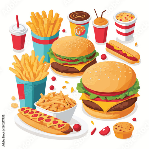 fastfood, fast, snack, food, meal, background, delicious, dinner, lunch, fat, american, unhealthy, burger, menu, restaurant, junk, isolated, meat, tasty, cheeseburger, set, hamburger, sandwich, cuisin