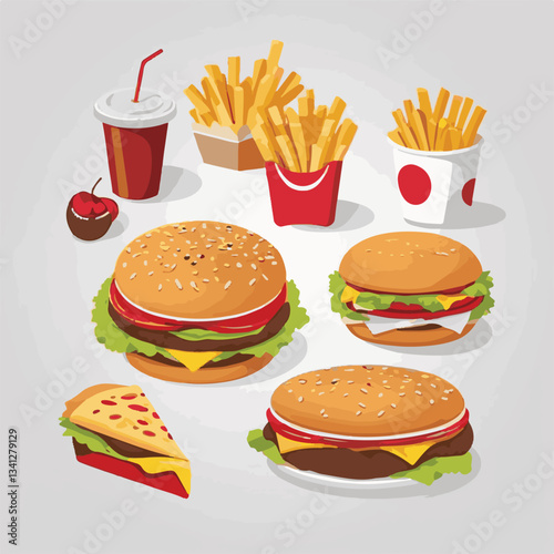 fastfood, fast, snack, meal, food, delicious, background, dinner, lunch, american, fat, burger, unhealthy, isolated, junk, menu, restaurant, meat, set, hamburger, cheeseburger, tasty, chicken, eat, cu