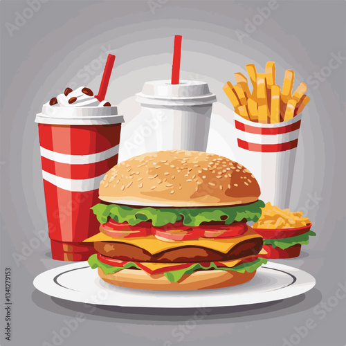 fastfood, fast, snack, meal, food, delicious, background, dinner, lunch, american, fat, burger, unhealthy, isolated, junk, menu, restaurant, meat, set, hamburger, cheeseburger, tasty, chicken, eat, cu