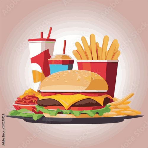fastfood, fast, snack, meal, food, delicious, background, dinner, lunch, american, fat, burger, unhealthy, isolated, junk, menu, restaurant, meat, set, hamburger, cheeseburger, tasty, chicken, eat, cu