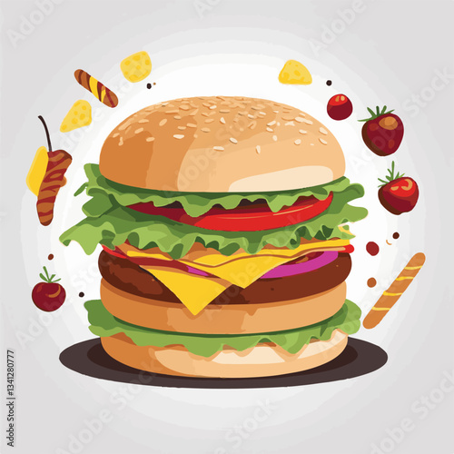 fastfood, fast, snack, meal, food, delicious, background, dinner, lunch, american, fat, burger, unhealthy, isolated, junk, menu, restaurant, meat, set, hamburger, cheeseburger, tasty, chicken, eat, cu