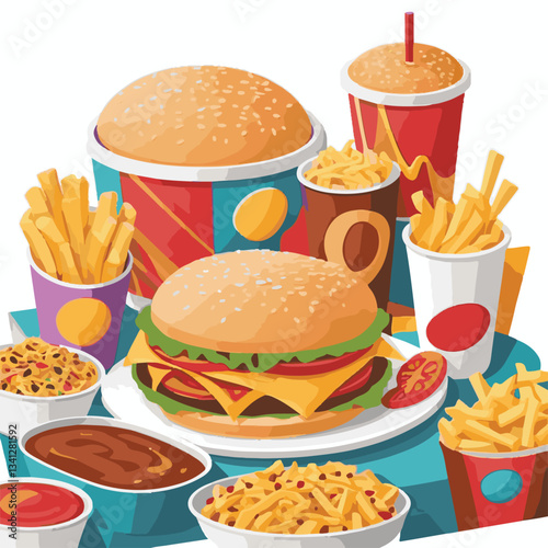 fastfood, fast, snack, meal, food, delicious, background, dinner, lunch, american, fat, burger, unhealthy, isolated, junk, menu, restaurant, meat, set, hamburger, cheeseburger, tasty, chicken, eat, cu