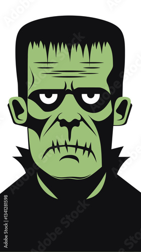 Frankenstein's Monster Flat Minimalist Vector Art for Halloween Themes