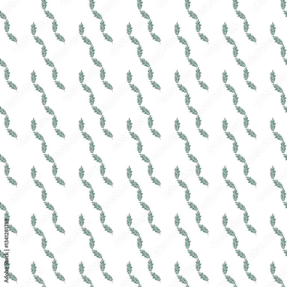 Minimalist Seamless Pattern Featuring Repeating Green Foliage Design on White Background Minimalist Seamless Pattern Featuring Repeating Green Foliage Design on White Background