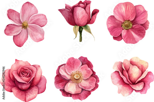 Wallpaper Mural set of pink flowers Torontodigital.ca