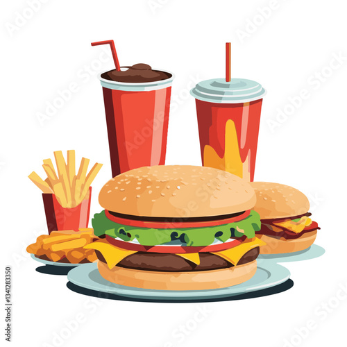 fastfood, fast, snack, meal, food, delicious, background, dinner, lunch, american, fat, burger, unhealthy, isolated, junk, menu, restaurant, meat, set, hamburger, cheeseburger, tasty, chicken, eat, cu