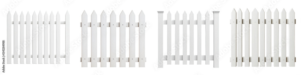 A traditional white wooden picket fence with parallel evenly spaced vertical slats creating a simple and classic outdoor boundary in a peaceful rural environment A traditional white wooden picket fence with parallel evenly spaced vertical slats creating a simple and classic outdoor boundary in a peaceful rural environment