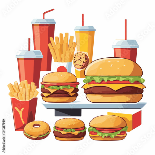 fastfood, fast, snack, food, meal, delicious, background, lunch, dinner, fat, american, burger, unhealthy, restaurant, meat, isolated, junk, menu, cheeseburger, tasty, set, hamburger, sandwich, cuisin