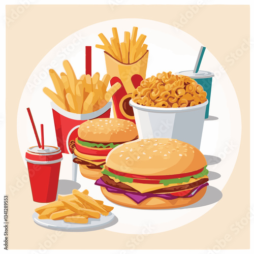 fastfood, fast, snack, food, meal, delicious, background, lunch, dinner, fat, american, burger, unhealthy, restaurant, meat, isolated, junk, menu, cheeseburger, tasty, set, hamburger, sandwich, cuisin