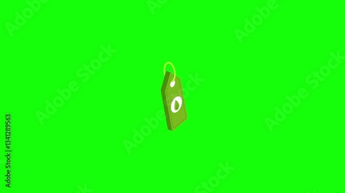 Eco Tag isometric energy and ecology icon green screen video