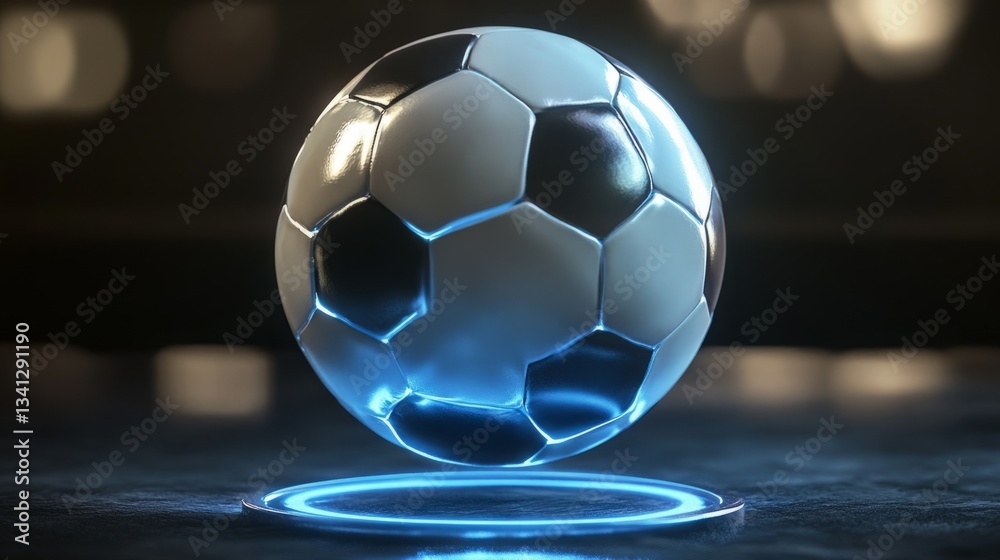 Naklejka premium Futuristic Soccer Ball Glowing