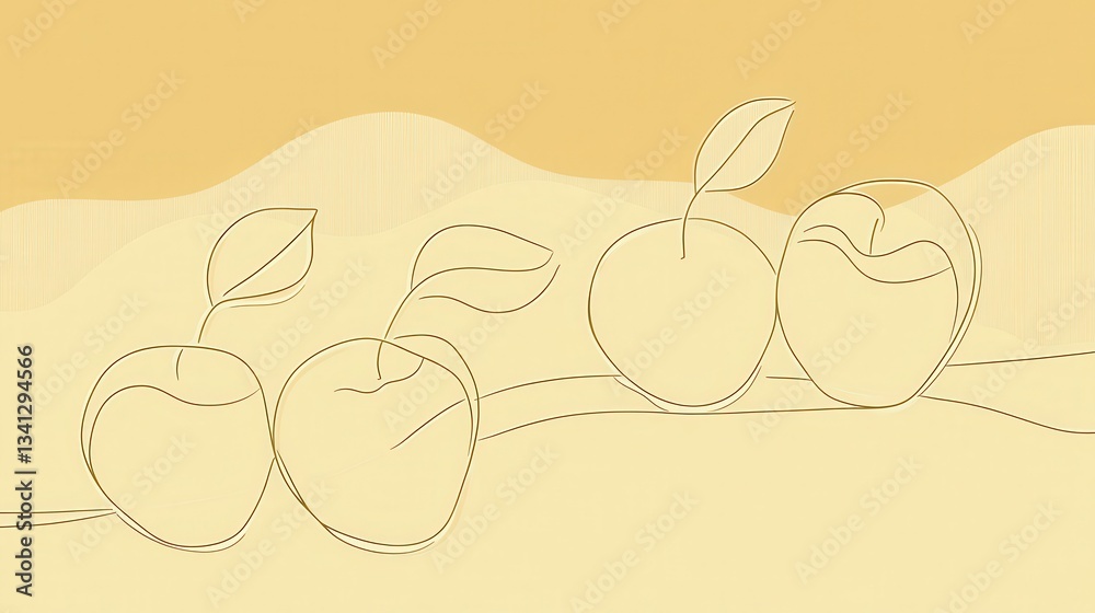 Naklejka premium Elegant Minimalist Fruit Line Art Still Life