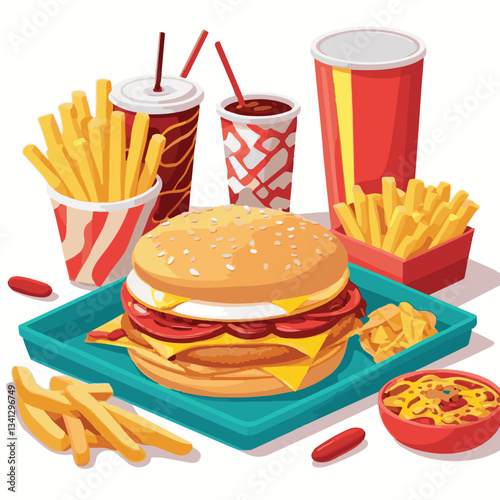 fastfood, fast, snack, food, meal, delicious, background, lunch, dinner, fat, american, burger, unhealthy, restaurant, meat, isolated, junk, menu, cheeseburger, tasty, set, hamburger, sandwich, cuisin