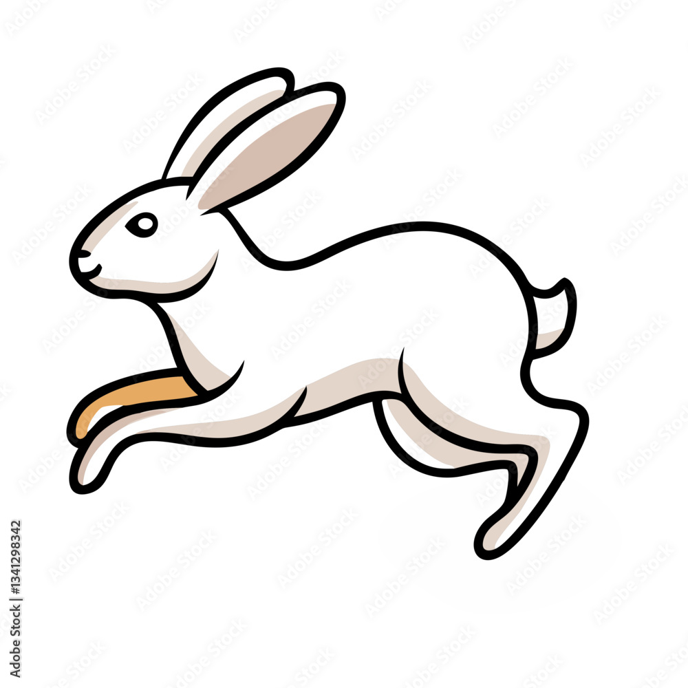 Obraz premium White bunny jumping with cheerful expression for Easter celebration concept