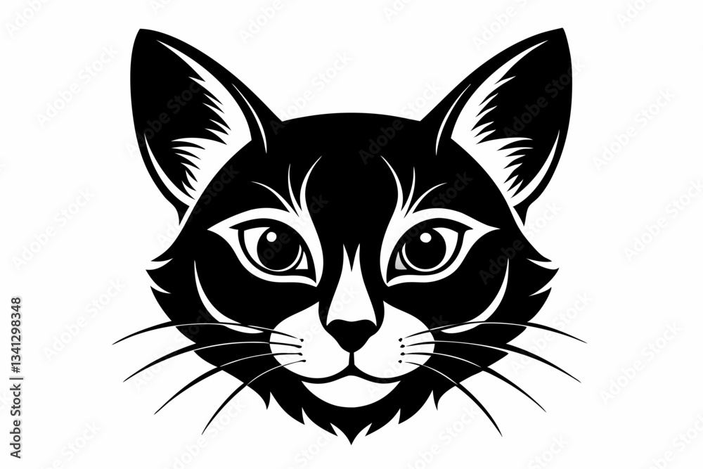 Fototapeta premium cat head line art silhouette vector illustration
