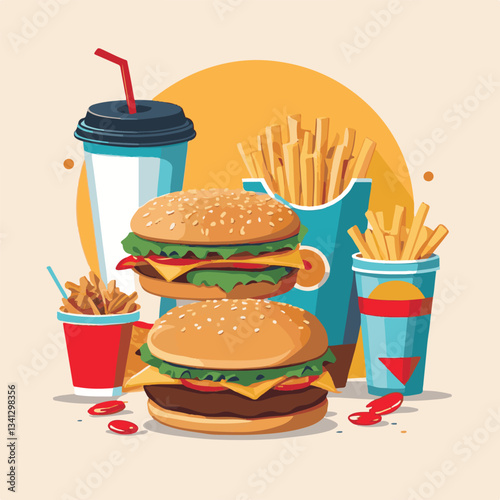 fastfood, fast, snack, food, meal, delicious, background, lunch, dinner, fat, american, burger, unhealthy, restaurant, meat, isolated, junk, menu, cheeseburger, tasty, set, hamburger, sandwich, cuisin