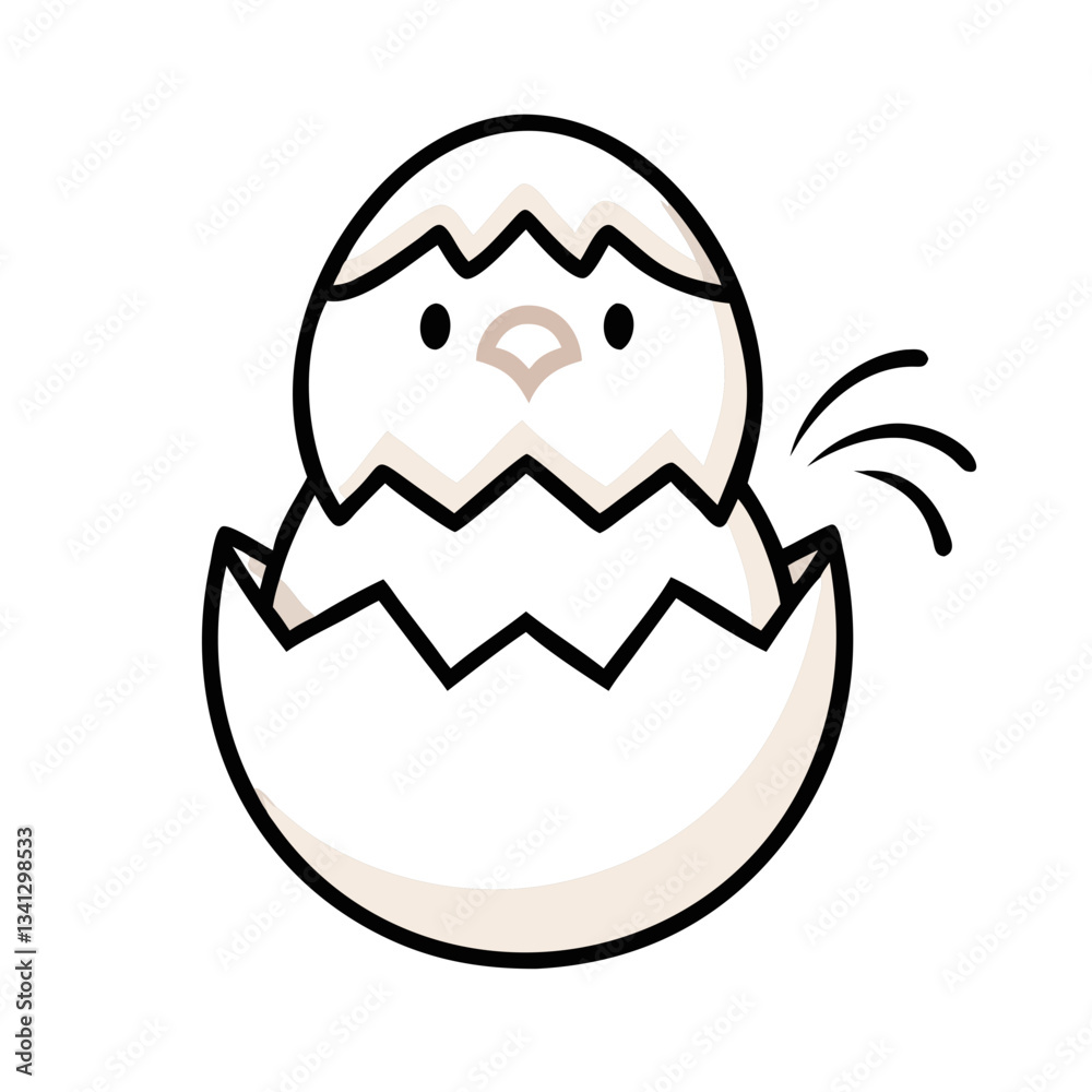 Cute chick hatching from an egg with a joyful expression for Easter celebration concept Cute chick hatching from an egg with a joyful expression for Easter celebration concept