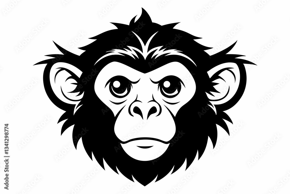 Obraz premium a monkey head line art silhouette vector illustration