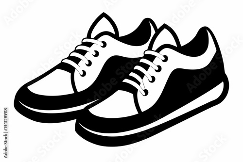 a pair of shoes line art silhouette vector illustration