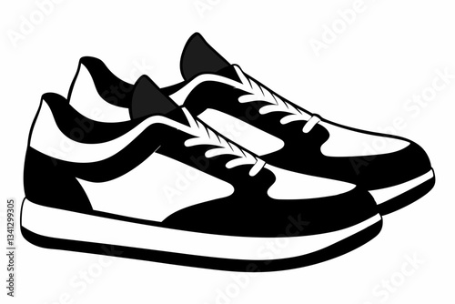a pair of shoes line art silhouette vector illustration