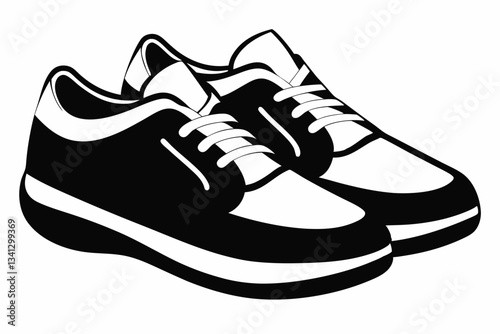 a pair of shoes line art silhouette vector illustration