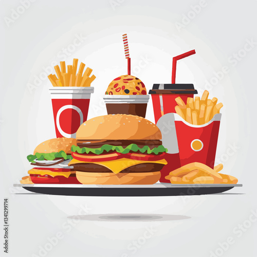 fastfood, fast, snack, food, meal, delicious, background, lunch, dinner, fat, american, burger, unhealthy, restaurant, meat, isolated, junk, menu, cheeseburger, tasty, set, hamburger, sandwich, cuisin