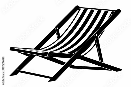 beach chair line art silhouette vector illustration