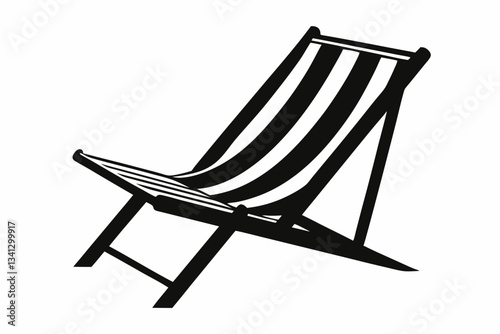 beach chair line art silhouette vector illustration