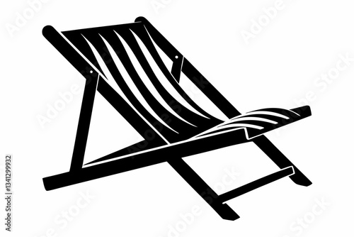 beach chair line art silhouette vector illustration