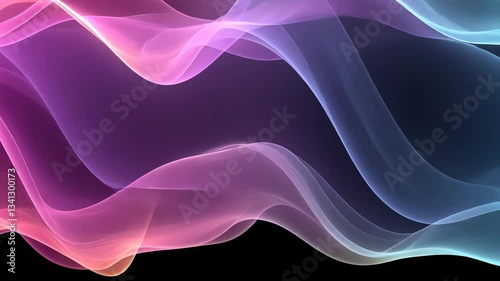 Abstract Flowing Colorful Waves In Motion Against Black Background