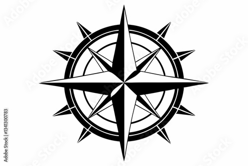 compass rose line art silhouette vector illustration