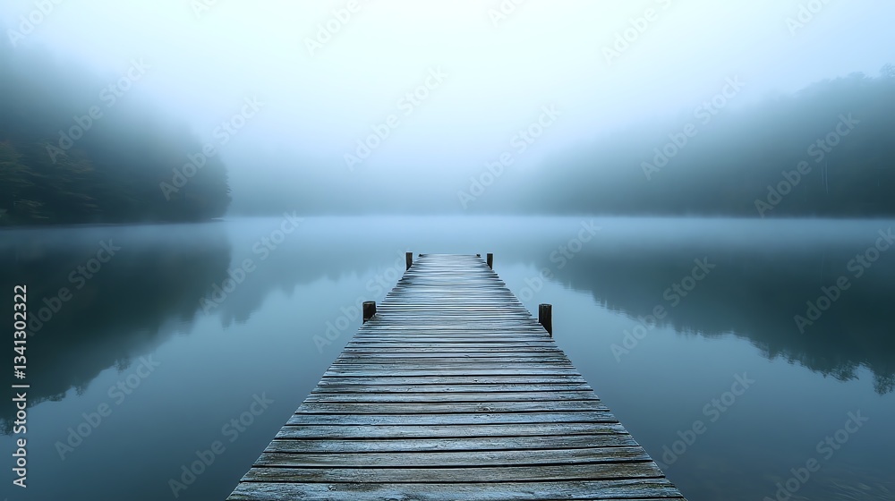 A wooden dock extending into a mistcovered lake, early morning fog lifting, soft and dreamy lighting, calm and tranquil nature landscape, breathtaking clarity, Midjourney v6 A wooden dock extending into a mistcovered lake, early morning fog lifting, soft and dreamy lighting, calm and tranquil nature landscape, breathtaking clarity, Midjourney v6