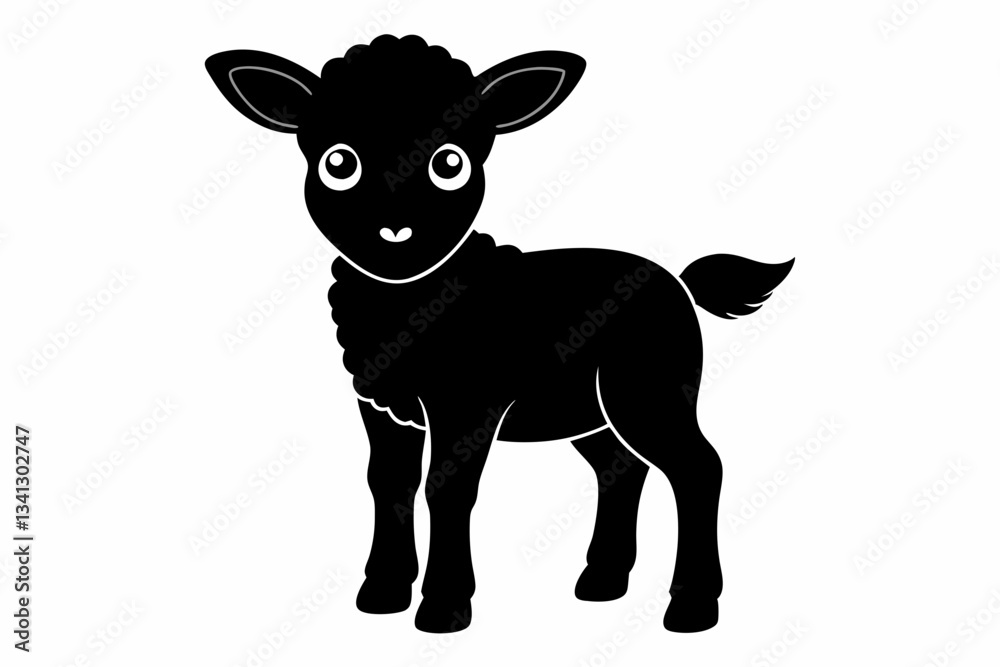 Naklejka premium cute lamb line art silhouette vector illustration