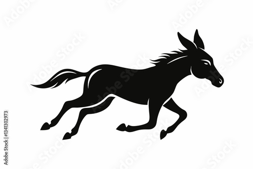 donkey running line art silhouette vector illustration