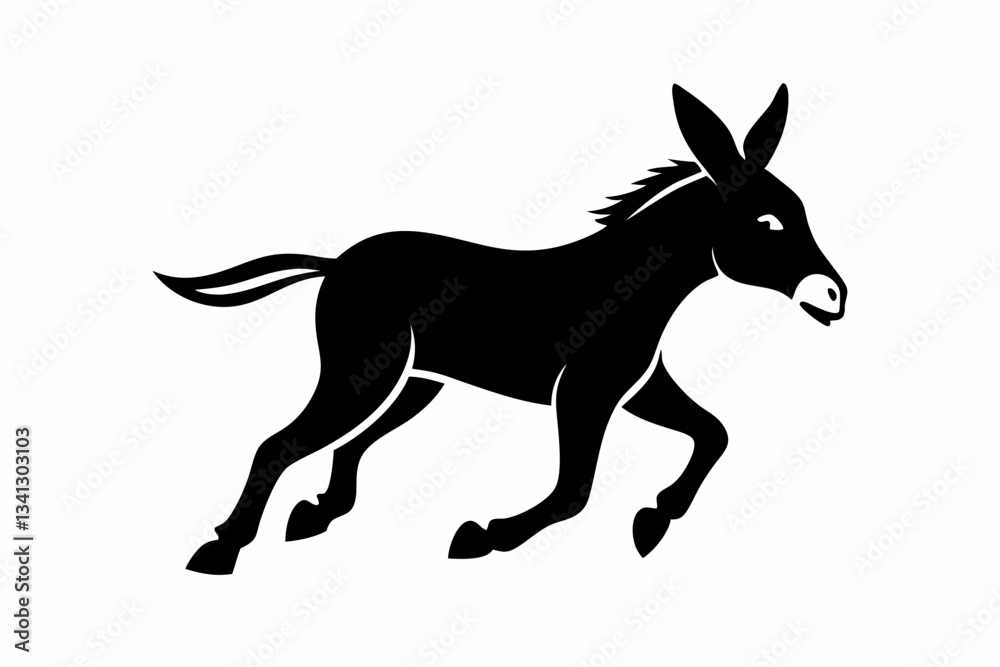 Fototapeta premium donkey running line art silhouette vector illustration