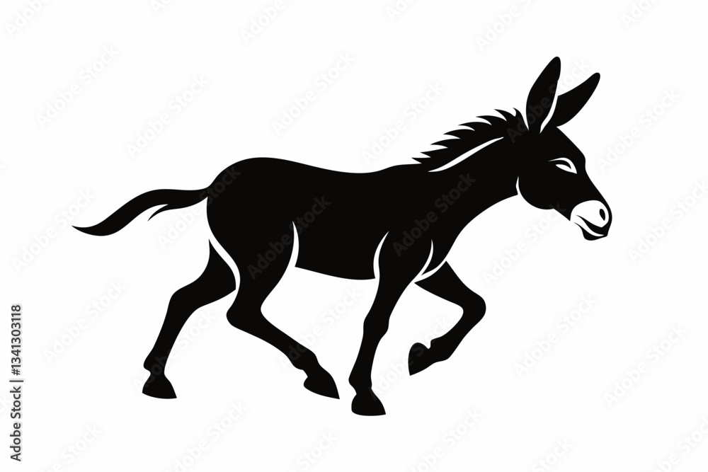Fototapeta premium donkey running line art silhouette vector illustration