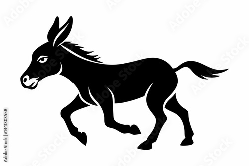 donkey running line art silhouette vector illustration
