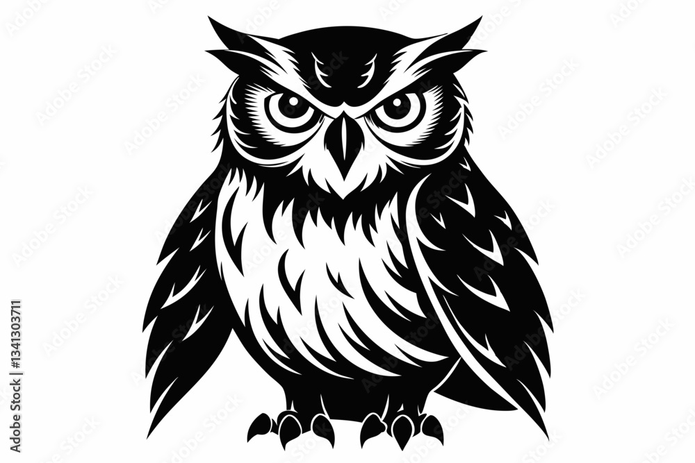 Obraz premium owl line art silhouette vector illustration