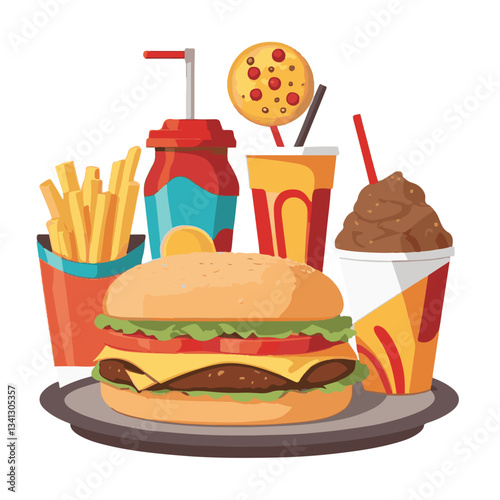 fastfood, fast, snack, food, meal, delicious, background, lunch, dinner, fat, american, burger, unhealthy, restaurant, meat, isolated, junk, menu, cheeseburger, tasty, set, hamburger, sandwich, cuisin